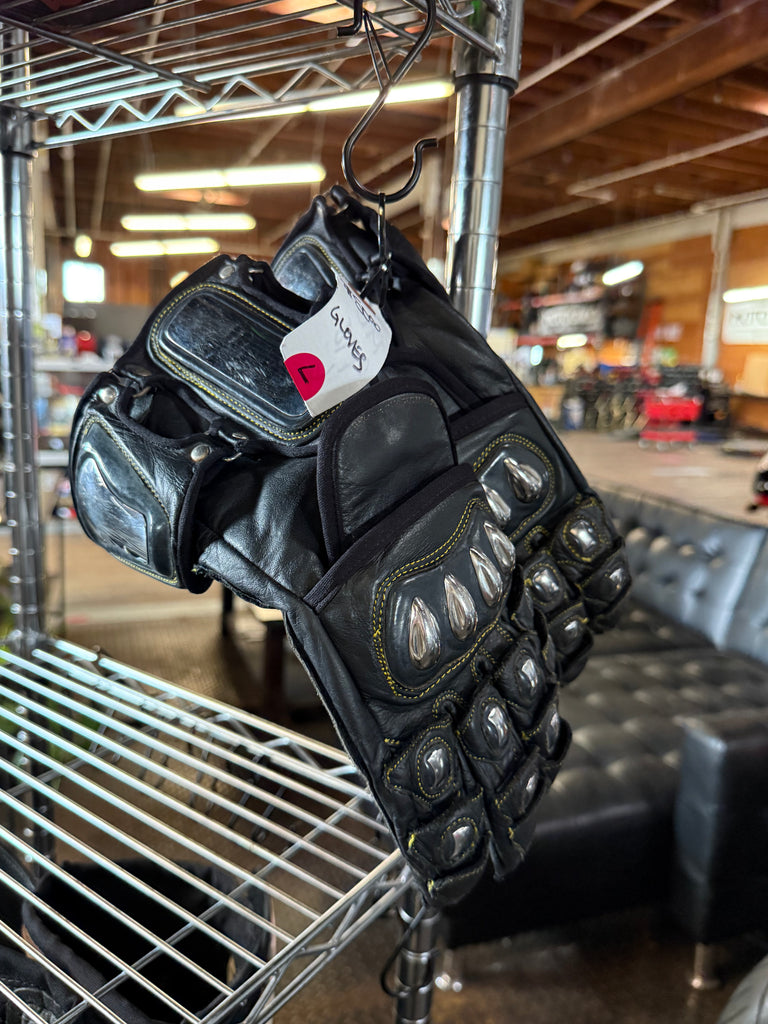 Black leather gloves